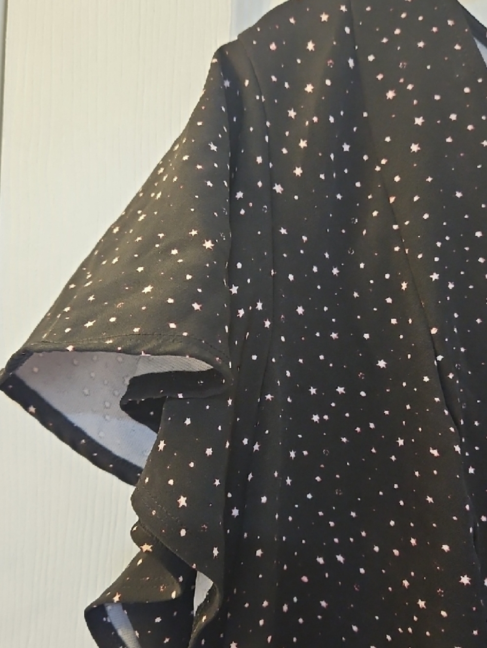 Lane Bryant Black Sparkle High-Low V-Neck Dress with Flutter Sleeves - Picture 2 of 3